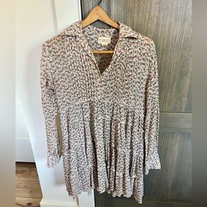 Denim & Supply Ralph Lauren Cream Dress with Pink and Green Floral Print